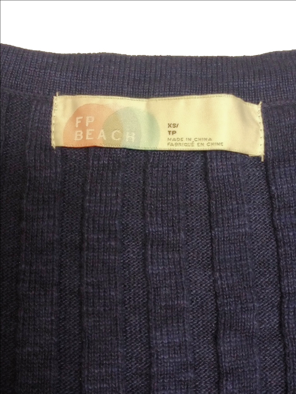 🆕 FREE PEOPLE BEACH VEDA NAVY BLUE LINEN BLEND V-NECK  RIBBED SWEATER VEST - Picture 8 of 10